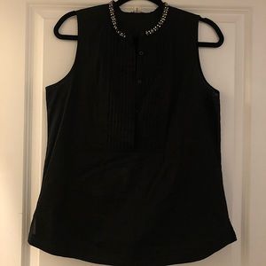 J Crew sleeveless top embellished neckline